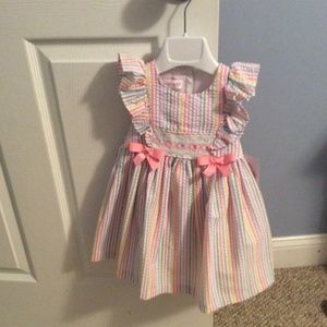 NWT Bonnie Jean Pastel Stripe Dress 18M